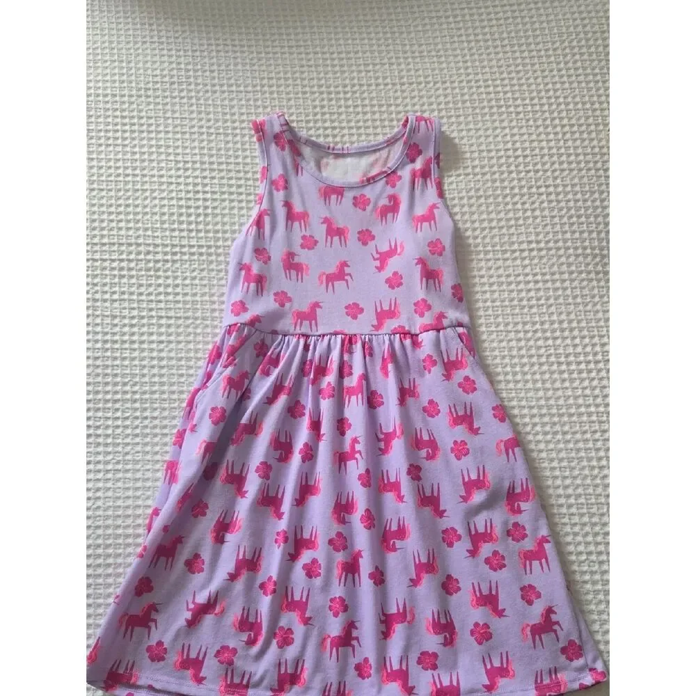 wonder nation Lavender Tank Dress with Hot Pink Unicorns